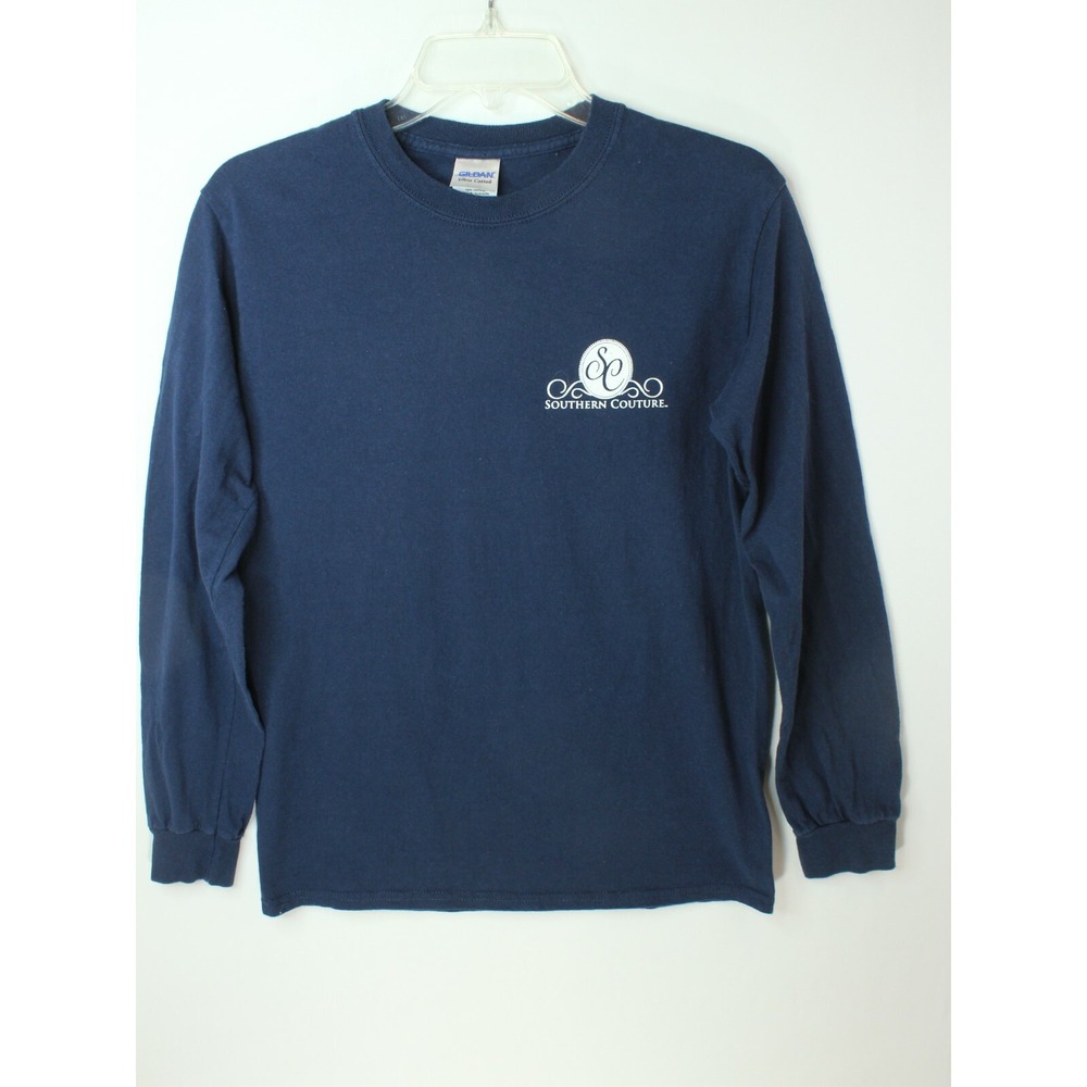TOP Gildan SOUTHERN COUTURE Women's Small T-Shirt Navy Blue Long Sleeve